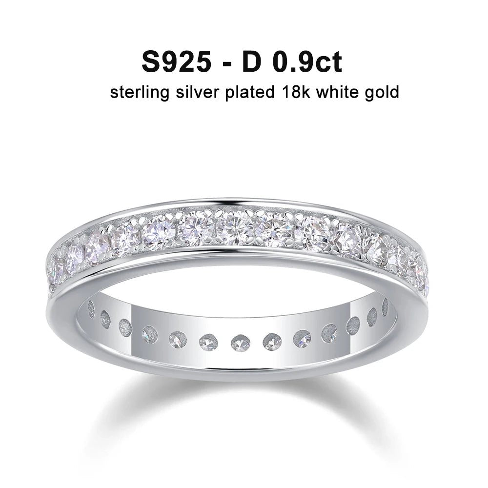 KNOBSPIN D VVS1 All Moissanite Ring S925 Silver Plated 18k White Gold Fine Eternity Bands Engagement Wedding Rings for Women Man - Xprespick
