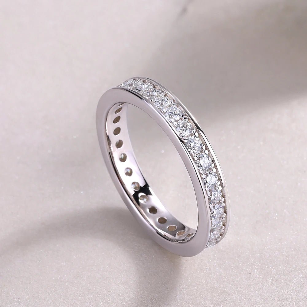 KNOBSPIN D VVS1 All Moissanite Ring S925 Silver Plated 18k White Gold Fine Eternity Bands Engagement Wedding Rings for Women Man - Xprespick
