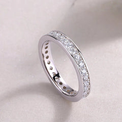 KNOBSPIN D VVS1 All Moissanite Ring S925 Silver Plated 18k White Gold Fine Eternity Bands Engagement Wedding Rings for Women Man - Xprespick