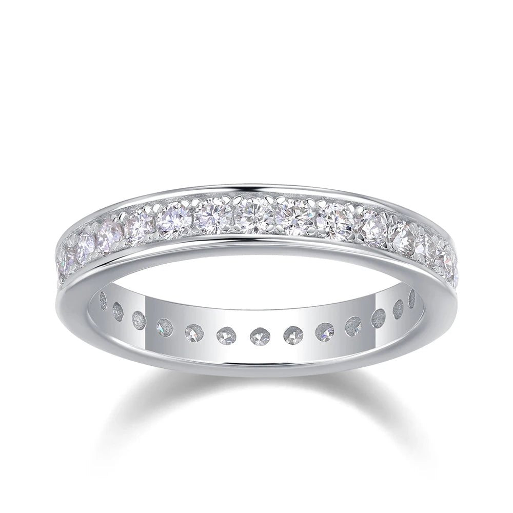 KNOBSPIN D VVS1 All Moissanite Ring S925 Silver Plated 18k White Gold Fine Eternity Bands Engagement Wedding Rings for Women Man - Xprespick