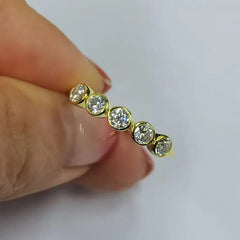 Lnngy 3MM Moissanite Bezel Ring Certified Original 925 Sterling Silver 5 Stones Wedding Band For Women Laidies Sparkling Jewelry - Xprespick