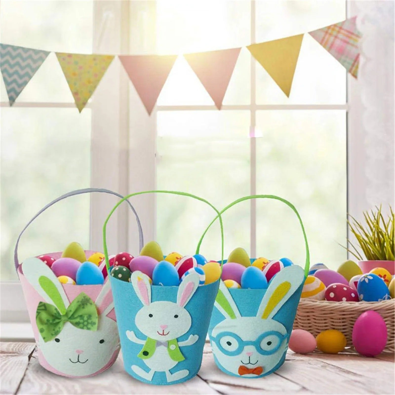 Cute Easter Rabbit Cloth Basket Candy Eggs Buckets Party Decoration For Kids Gift Boxes & Bags