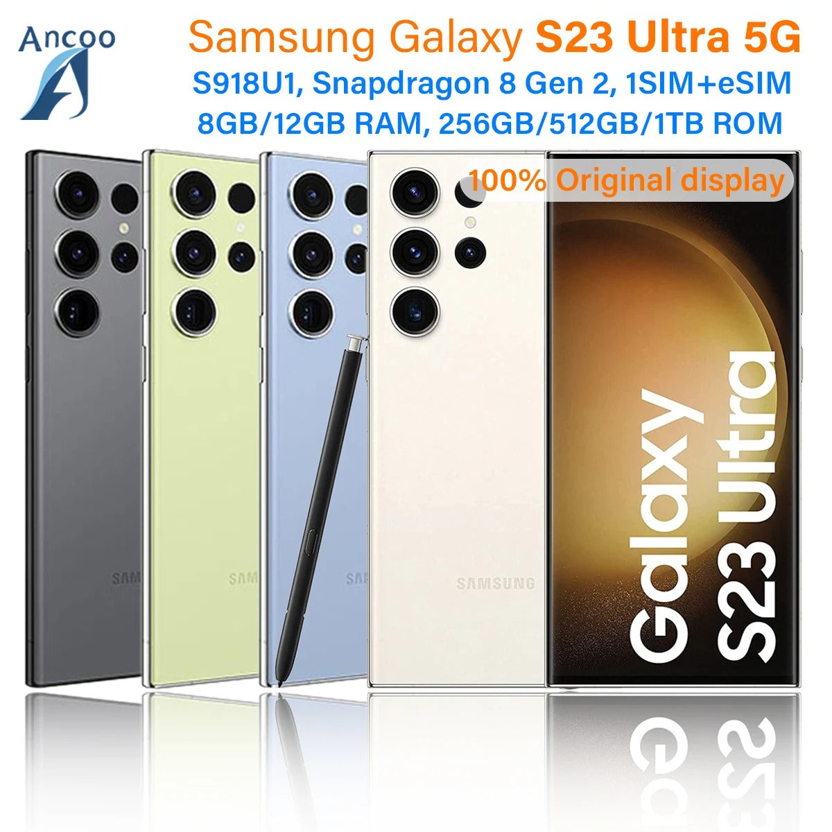 Samsung Galaxy S23 Ultra 5G S918U1 256GB/512GB ROM 8G/12GB RAM Snapdragon Octa Core 6.8" 200MP eSim Original used Cell Phone