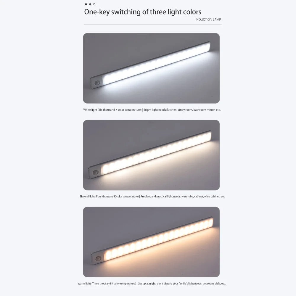 Bedroom Night Light Motion Sensor Wireless USB Under Cabinet Light For Kitchen Cabinet Bedroom Wardrobe