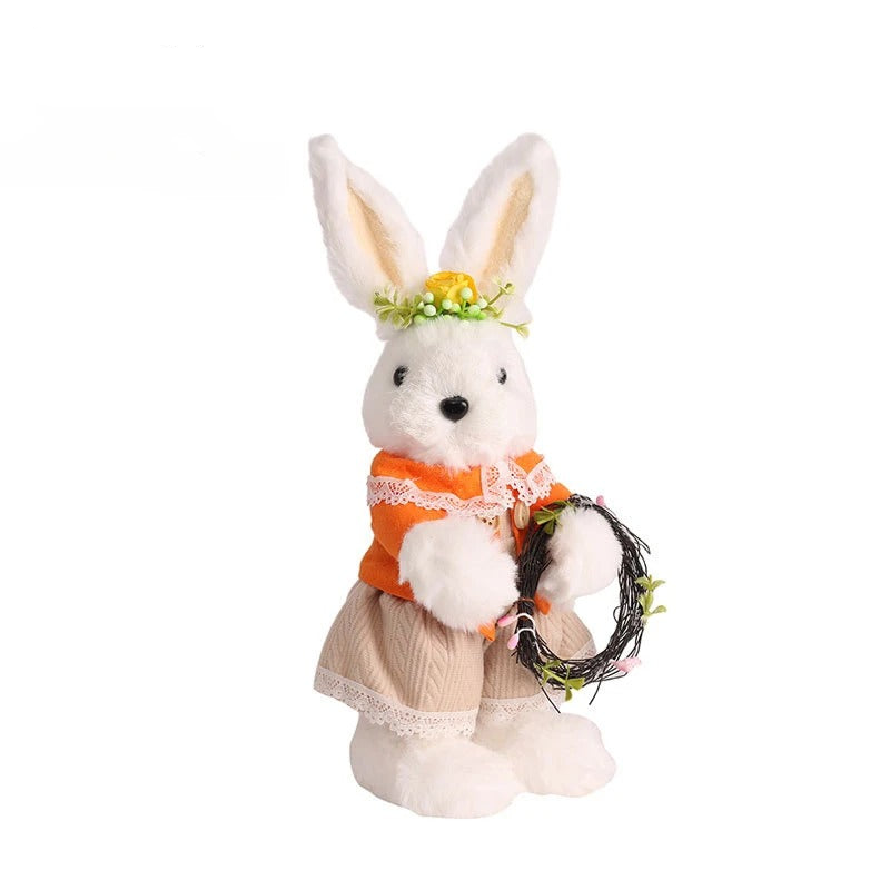 Spring Easter Rabbit Doll Ornaments Cartoon Easter Rabbit Table Decor Lovely Plush Bunny Doll Happy Easter Day Party Decor