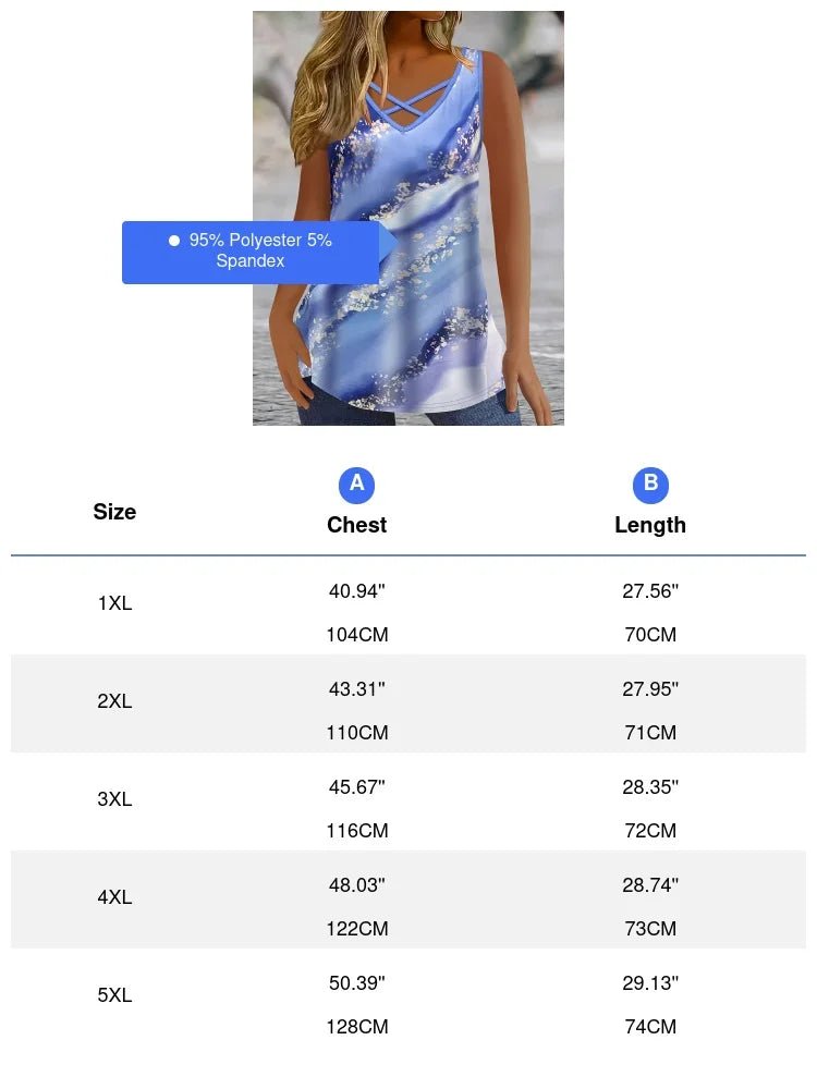 Marble Print Tank Top Casual Criss Cross Sleeveless V Neck Top For Summer & Spring Women Clothing - Xprespick