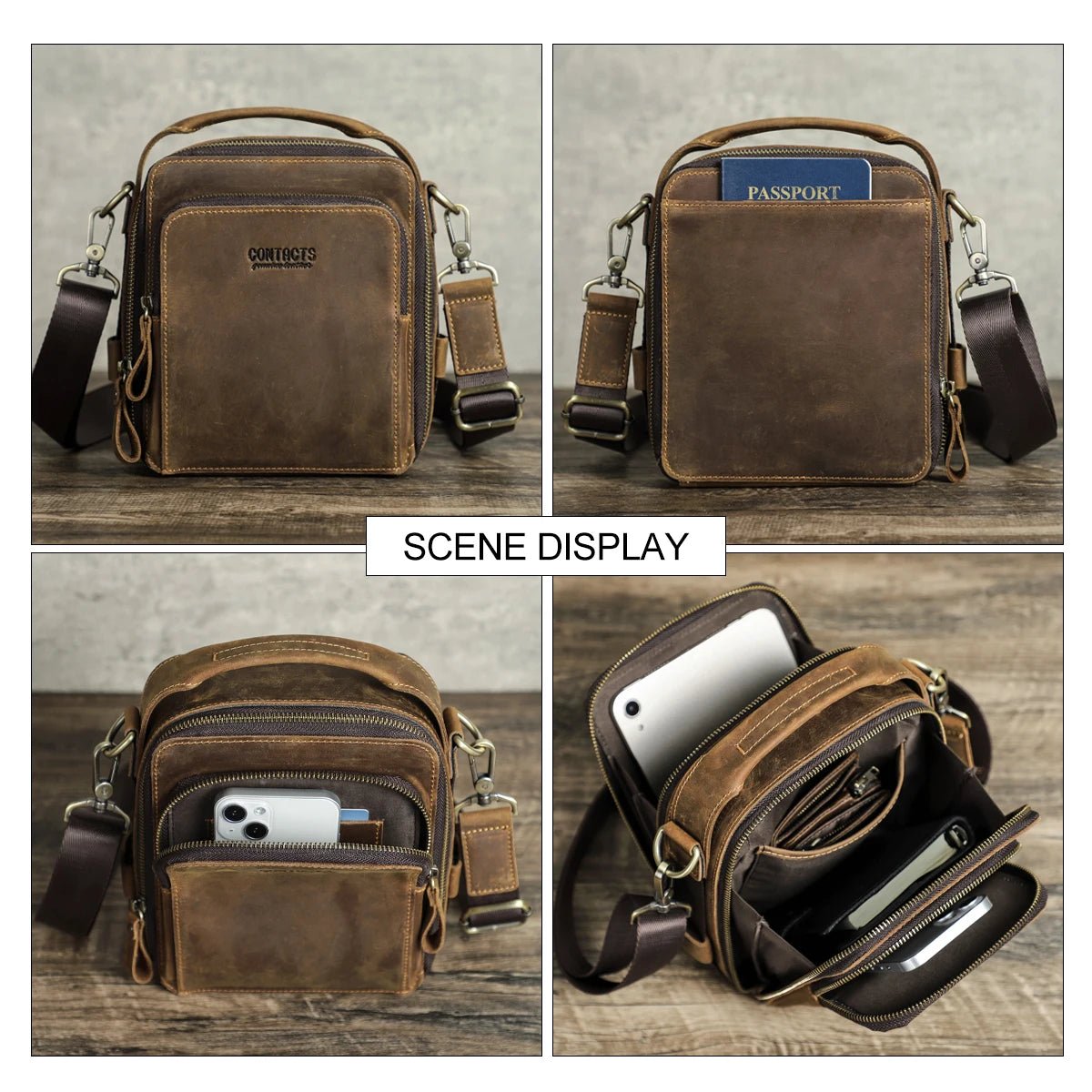 Men Small Shoulder Bag Genuine Leather Crossbody Messenger Bags for 8.3'' iPad Mini Vintage Designer Handbag Bolso Male New - Xprespick