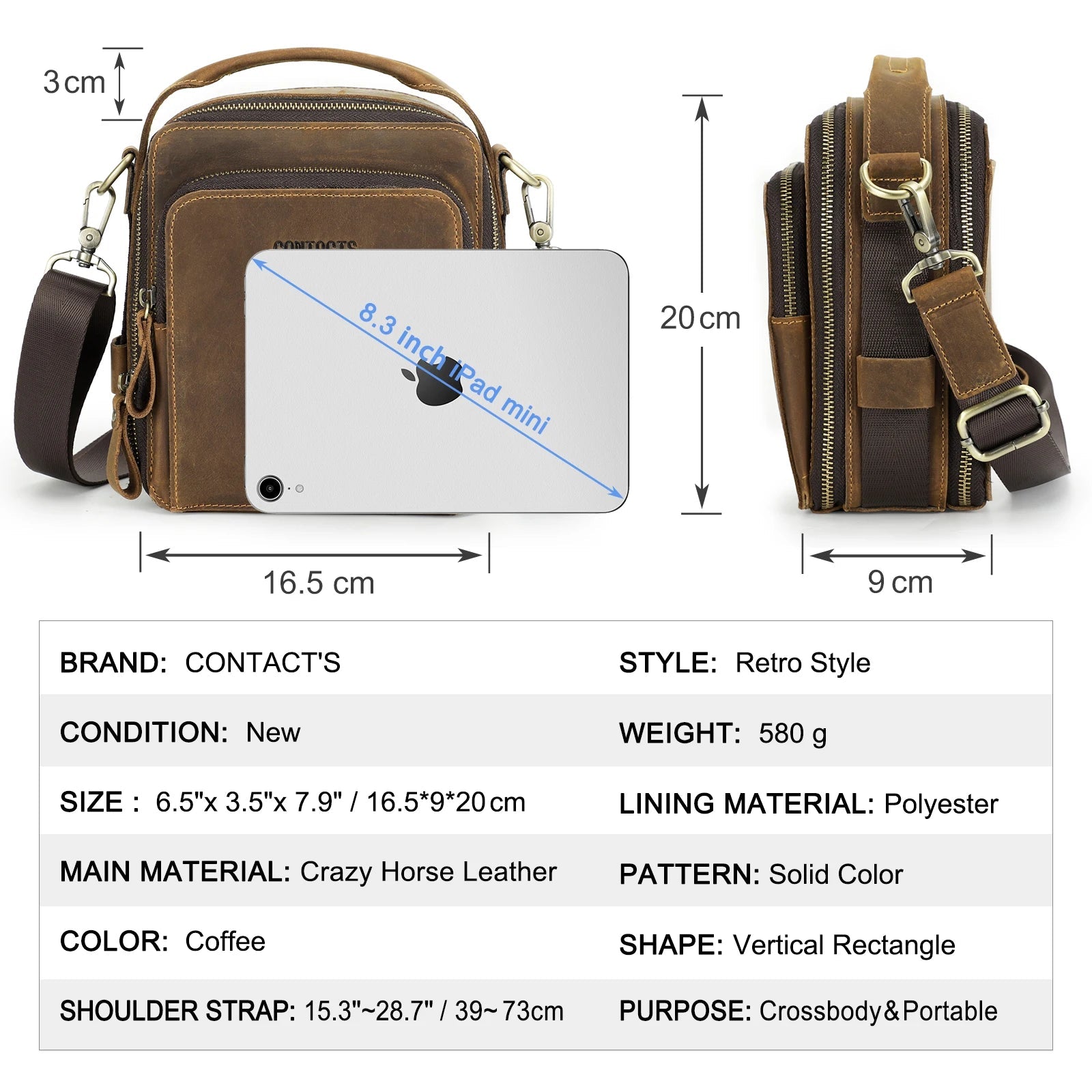 Men Small Shoulder Bag Genuine Leather Crossbody Messenger Bags for 8.3'' iPad Mini Vintage Designer Handbag Bolso Male New - Xprespick