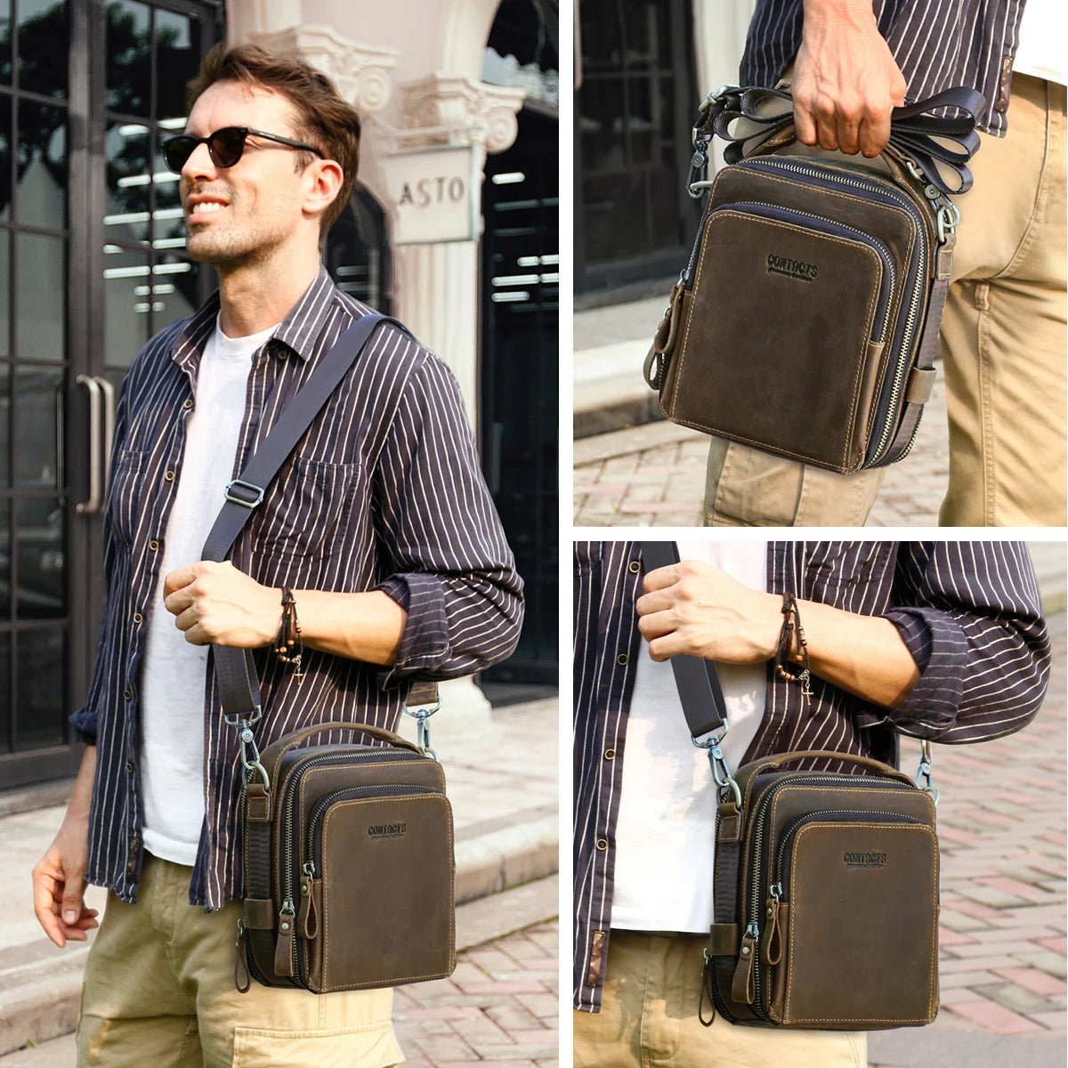 Men Small Shoulder Bag Genuine Leather Crossbody Messenger Bags for 8.3'' iPad Mini Vintage Designer Handbag Bolso Male New - Xprespick