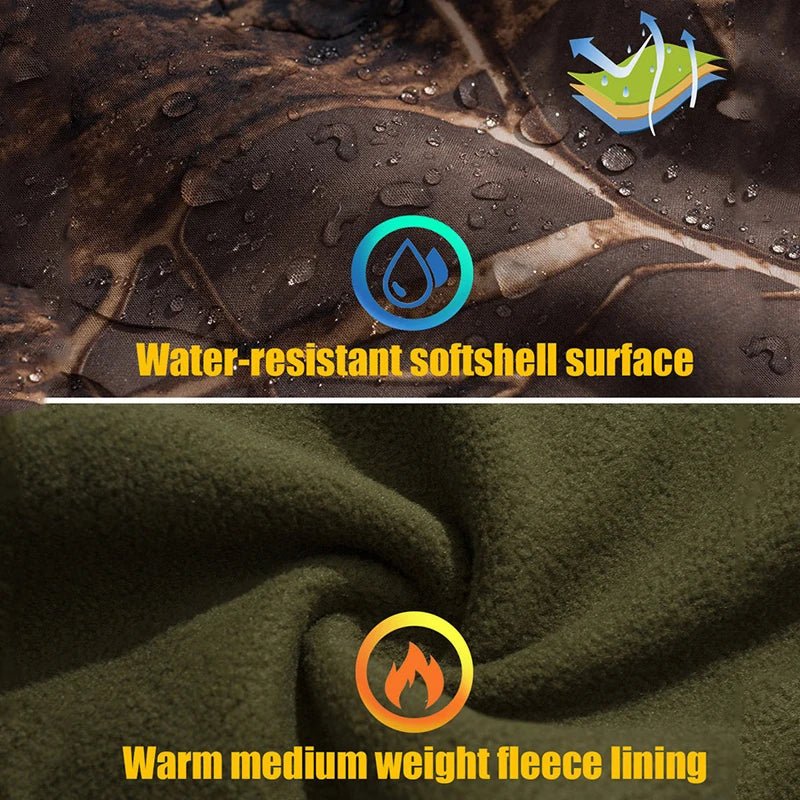 Men's Camouflage Tactical Jacket Silent Waterproof Warm Fleece Hunting Jackets Softshell Outdoor Hiking Fishing Hooded Coat - Xprespick