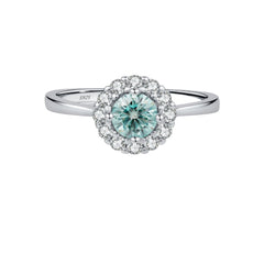 MODIAN D Color Green Teal Moissanite Halo Ring 925 Sterling Silver Trendy Elegant Finger Rings For Women Wedding Fine Jewelry - Xprespick