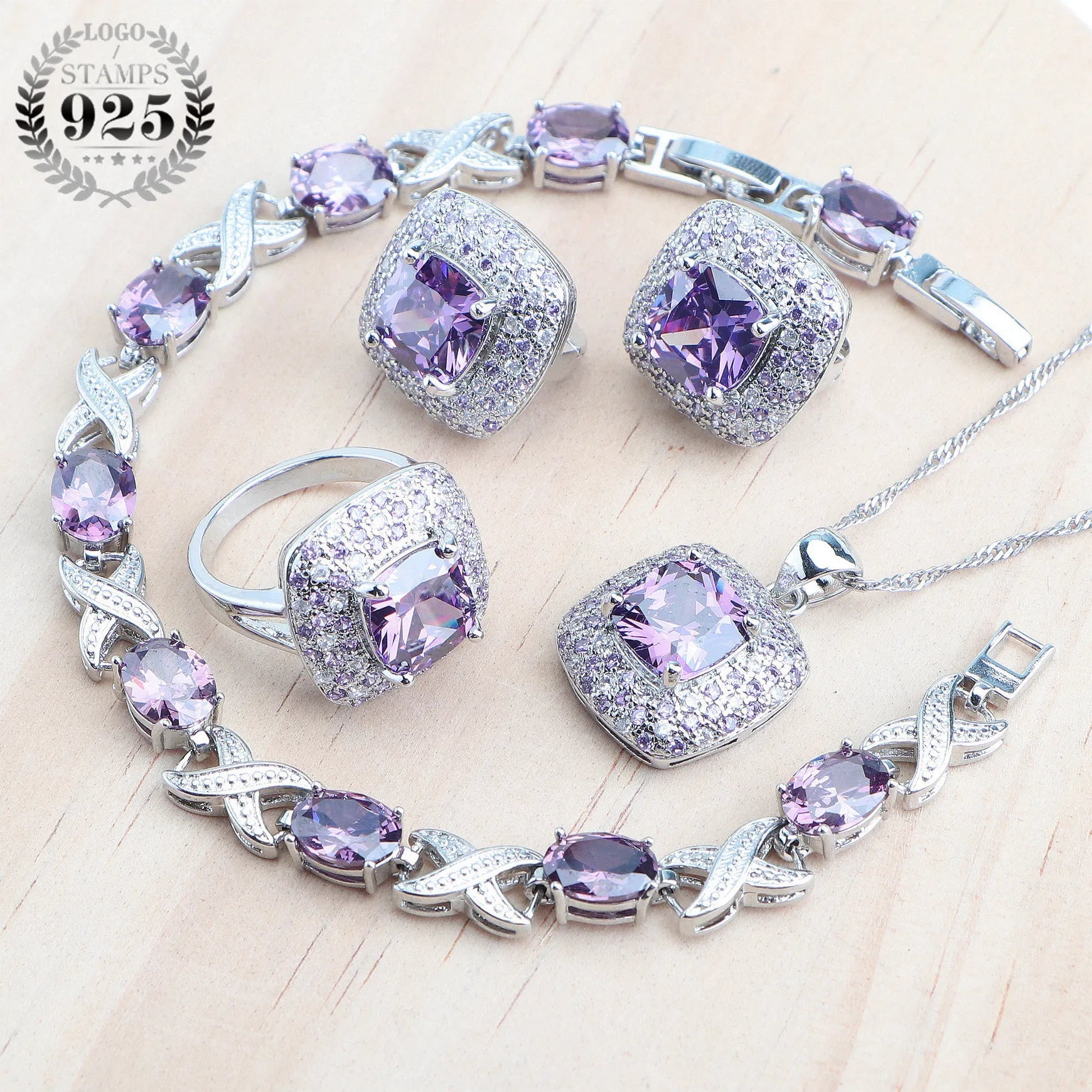 Olive Zircon 925 Silver Bridal Jewelry Sets Bracelets Rings Costume Jewelry Earrings Pendant Necklace For Women Wedding Set - Xprespick