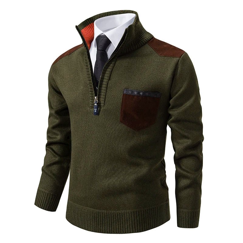 Pullover Men Sweater Cashmere Thick Polo Shirts Korean Half Zipper Cold Blouse Stand Collar Autumn Winter Outerwear Luxury Cloth - Xprespick