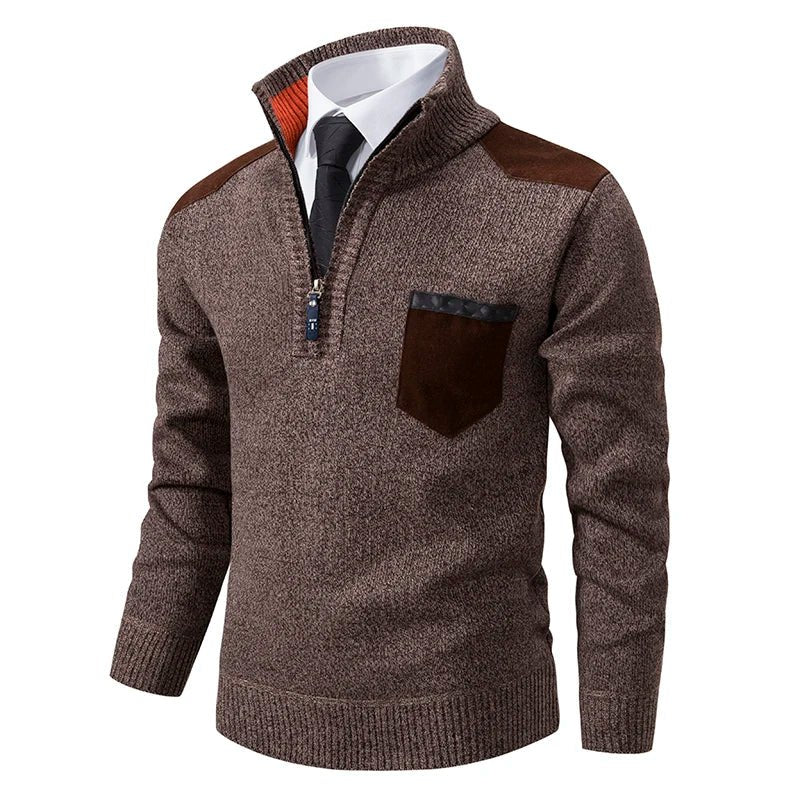 Pullover Men Sweater Cashmere Thick Polo Shirts Korean Half Zipper Cold Blouse Stand Collar Autumn Winter Outerwear Luxury Cloth - Xprespick