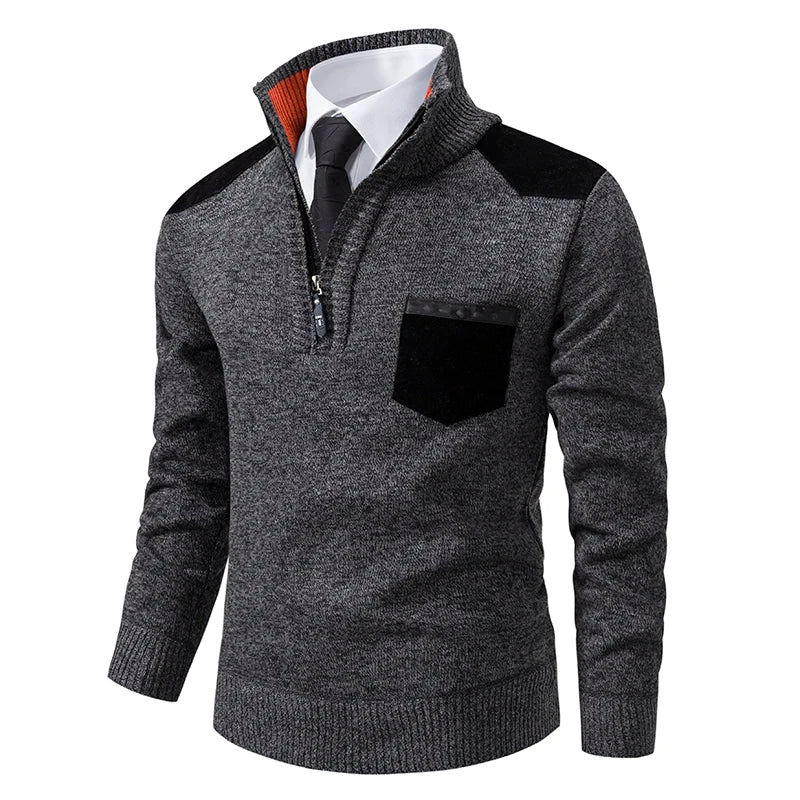 Pullover Men Sweater Cashmere Thick Polo Shirts Korean Half Zipper Cold Blouse Stand Collar Autumn Winter Outerwear Luxury Cloth - Xprespick