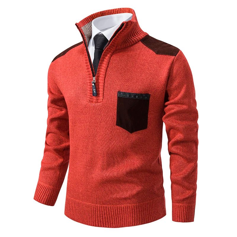 Pullover Men Sweater Cashmere Thick Polo Shirts Korean Half Zipper Cold Blouse Stand Collar Autumn Winter Outerwear Luxury Cloth - Xprespick