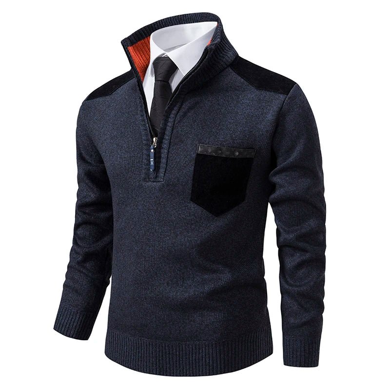 Pullover Men Sweater Cashmere Thick Polo Shirts Korean Half Zipper Cold Blouse Stand Collar Autumn Winter Outerwear Luxury Cloth - Xprespick