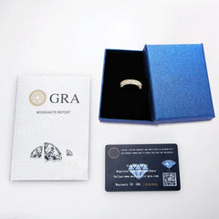 RAPRGOLD Real S925 Silver Groove Inlaid with D VVS1 Round Moissanite Ring for Women Fashion Wedding Ring with GRA Eternity Band - Xprespick