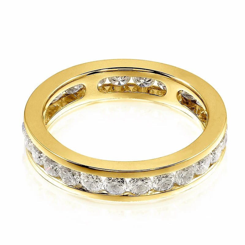 RAPRGOLD Real S925 Silver Groove Inlaid with D VVS1 Round Moissanite Ring for Women Fashion Wedding Ring with GRA Eternity Band - Xprespick