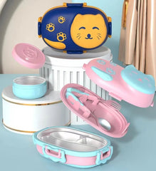 Thermos Bowl 304 Stainless Steel Cartoon Tableware Children's Lunch Box Portable Food Bowl and Spoon Set Lunch Bag for Food - Xprespick