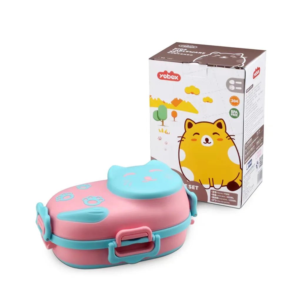 Thermos Bowl 304 Stainless Steel Cartoon Tableware Children's Lunch Box Portable Food Bowl and Spoon Set Lunch Bag for Food - Xprespick