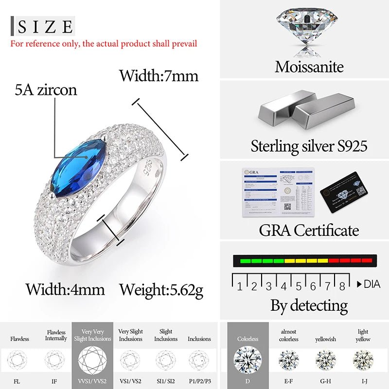 Unisex VVS1 Moissanite 925 Silver Hip Hop Jewelry Classic Men For Woman Rings Rock Hip Hop Jewelry Gift - Xprespick