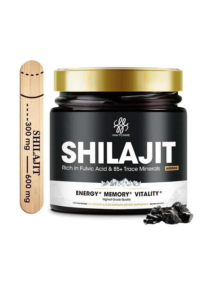 Gold Grade Shilajit Resin with Fulvic Acid & 85+ Trace Minerals Complex for Energy