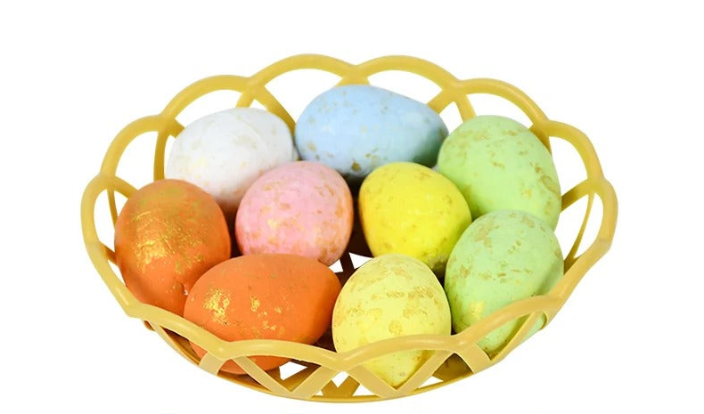 Foam Easter Eggs Set With Basket Easter Decorations Painted Bird Pigeon Eggs DIY Craft Kids Gift
