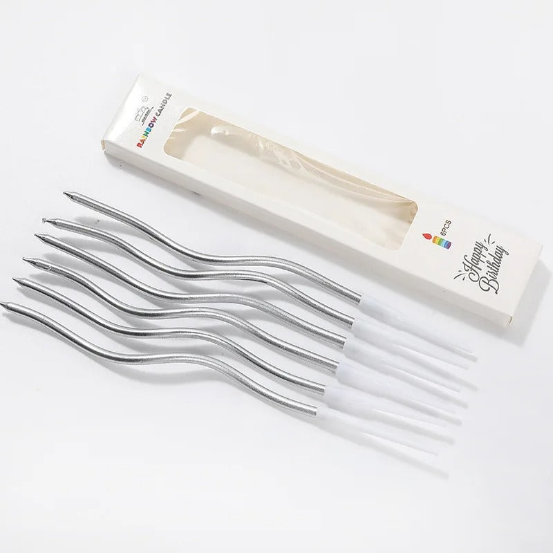 Gold Plated Colorful Birthday cake Candle Bending Colorful 6 piece