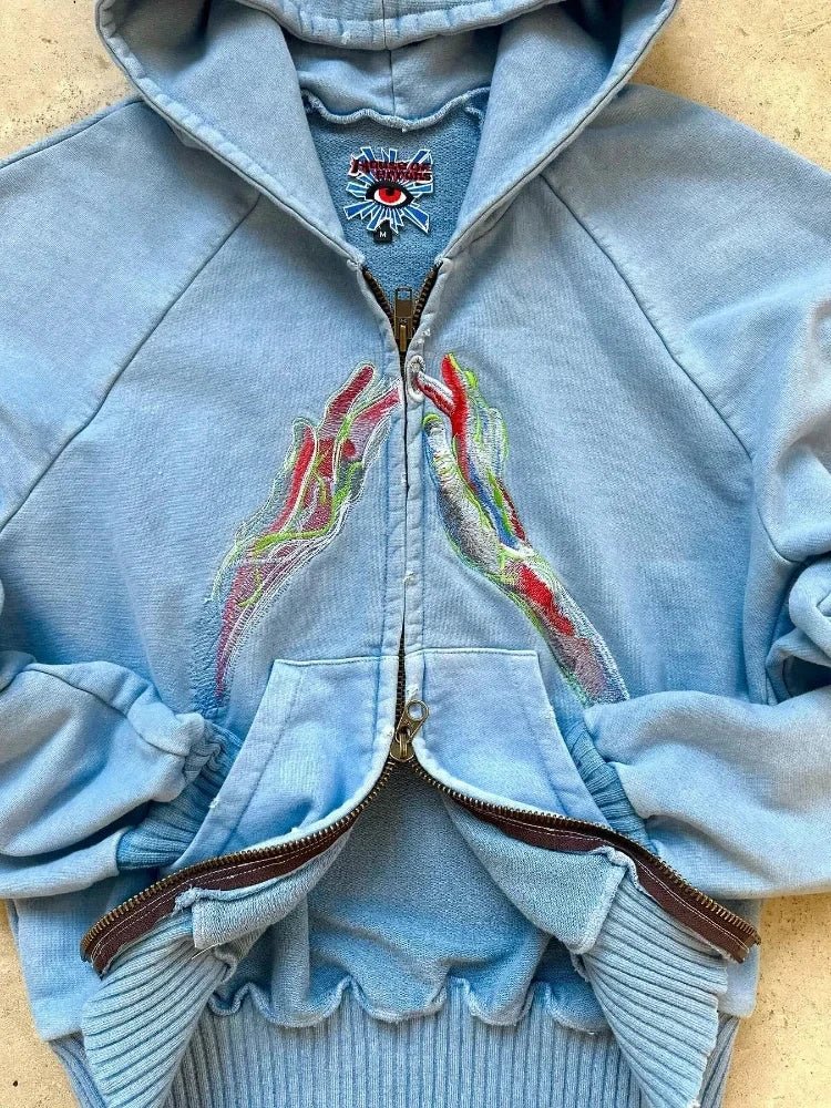 Y2K Harajuku Style New Fashion Letters Posted Cloth Sweater Hoodies Men Street Vintage Punk Hip Hop Casual Hooded Sweater Women - Xprespick