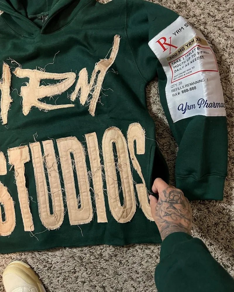 Y2K Harajuku Style New Fashion Letters Posted Cloth Sweater Hoodies Men Street Vintage Punk Hip Hop Casual Hooded Sweater Women - Xprespick