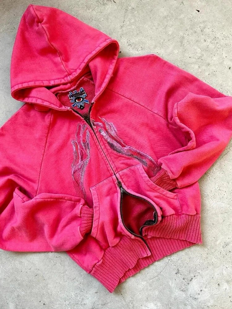 Y2K Harajuku Style New Fashion Letters Posted Cloth Sweater Hoodies Men Street Vintage Punk Hip Hop Casual Hooded Sweater Women - Xprespick