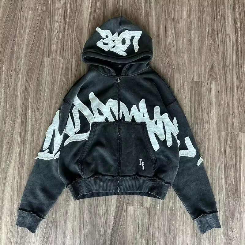 Y2K Harajuku Style New Fashion Letters Posted Cloth Sweater Hoodies Men Street Vintage Punk Hip Hop Casual Hooded Sweater Women - Xprespick