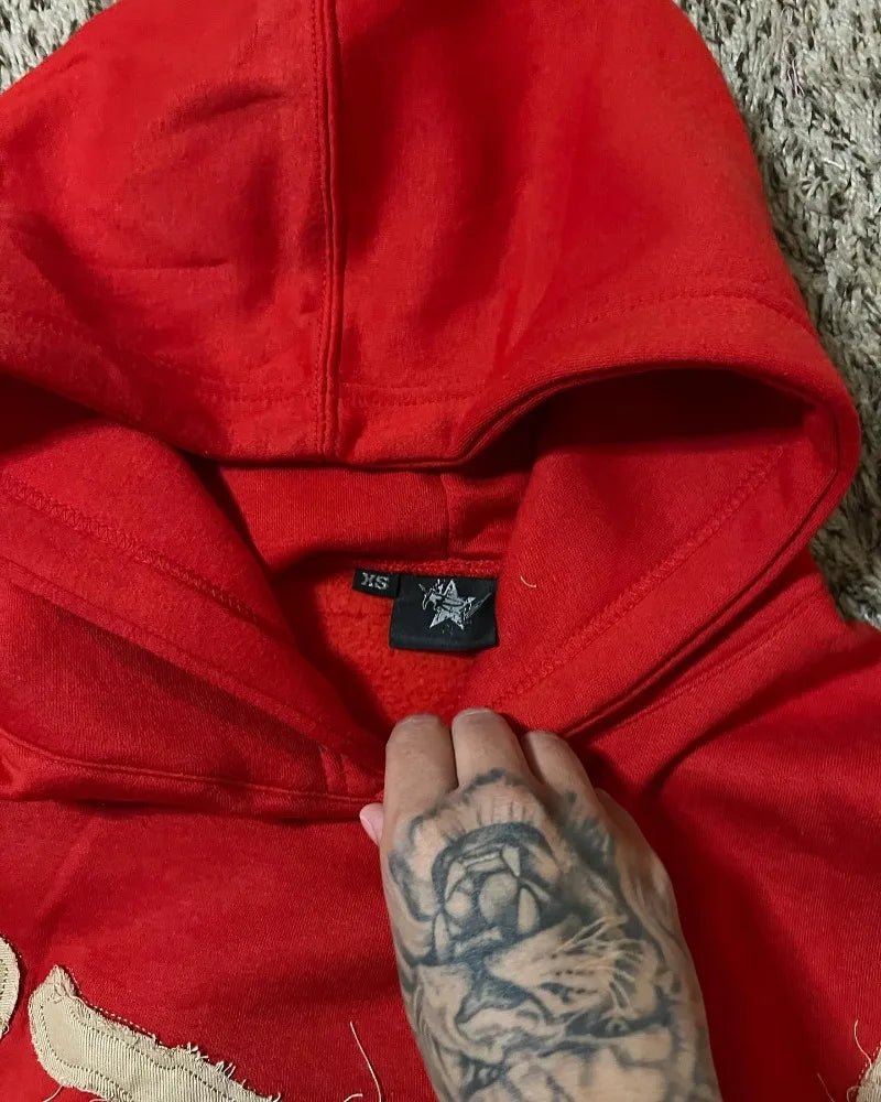 Y2K Harajuku Style New Fashion Letters Posted Cloth Sweater Hoodies Men Street Vintage Punk Hip Hop Casual Hooded Sweater Women - Xprespick