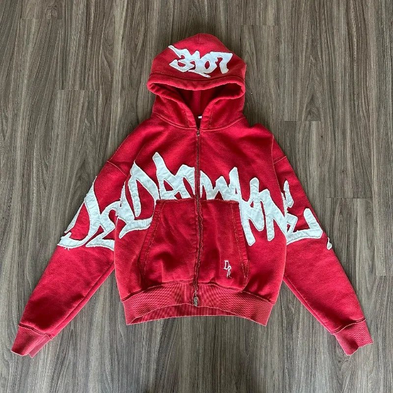 Y2K Harajuku Style New Fashion Letters Posted Cloth Sweater Hoodies Men Street Vintage Punk Hip Hop Casual Hooded Sweater Women - Xprespick