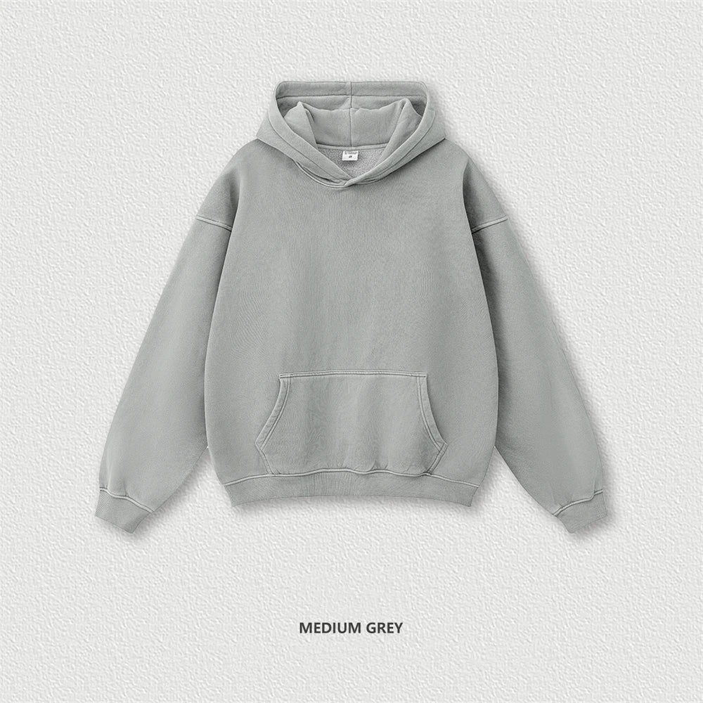 ZODF 2024 Winter Men's Washed Fleece Hoodies Unisex Women Retro Loose Warm 332gsm Hooded Pullovers Sweatshirts HY0870 - Xprespick