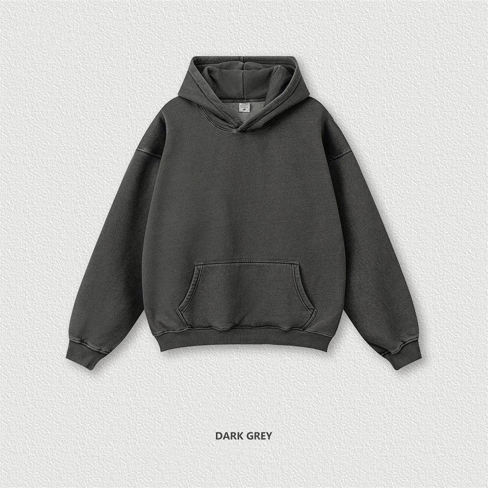 ZODF 2024 Winter Men's Washed Fleece Hoodies Unisex Women Retro Loose Warm 332gsm Hooded Pullovers Sweatshirts HY0870 - Xprespick