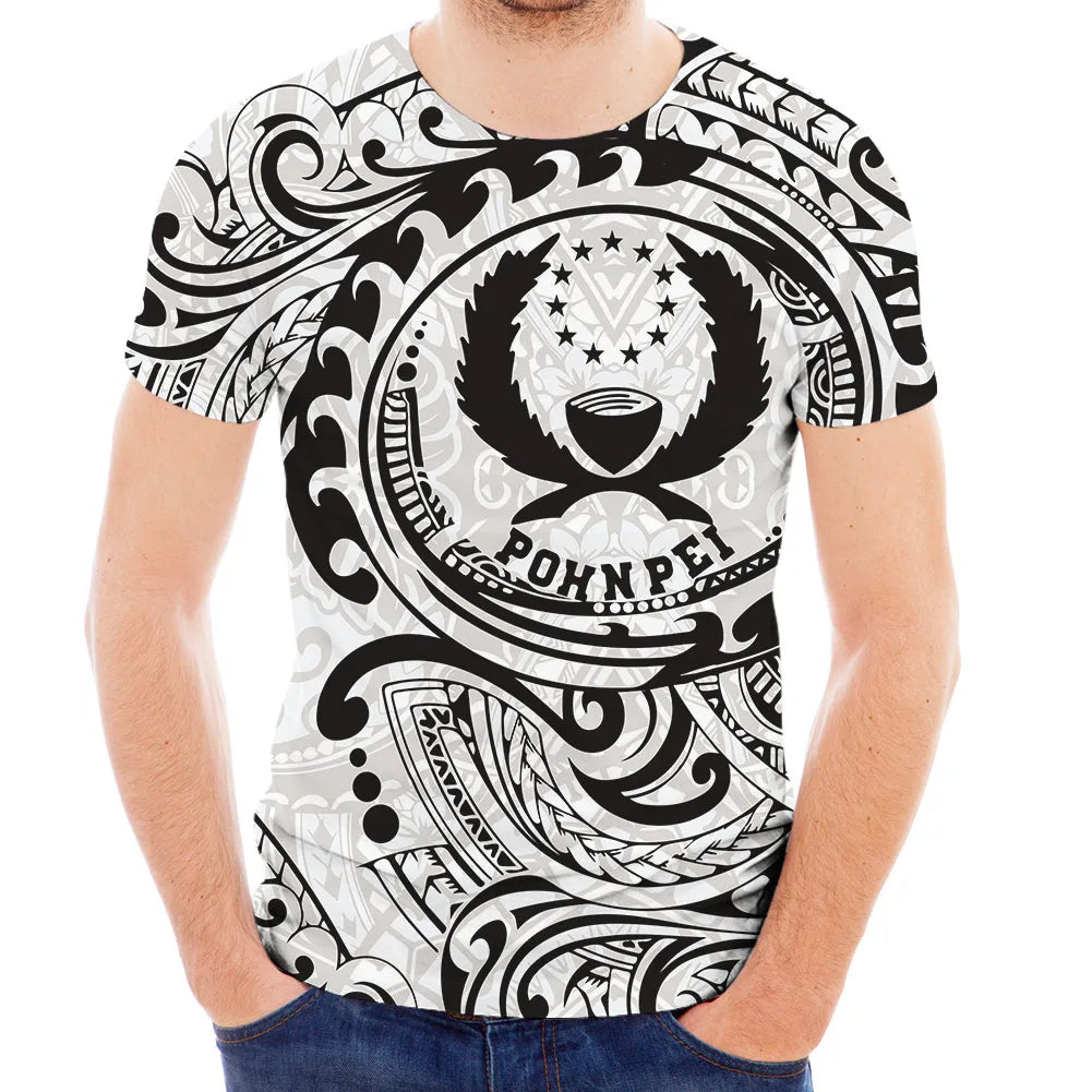 Shling Hawaiian Floral Guam Island Pattern Men Casual Shirts Plus Size Beach Polynesian O Neck T Shirts Men Custom T Shirt for Men Shling T-shirt for men